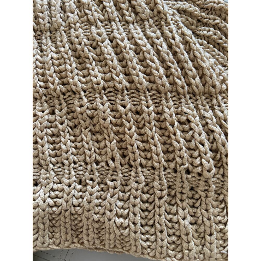 Granny Knit Tan Shoulder Cover Shrug with Tie Front - Picture 6 of 9
